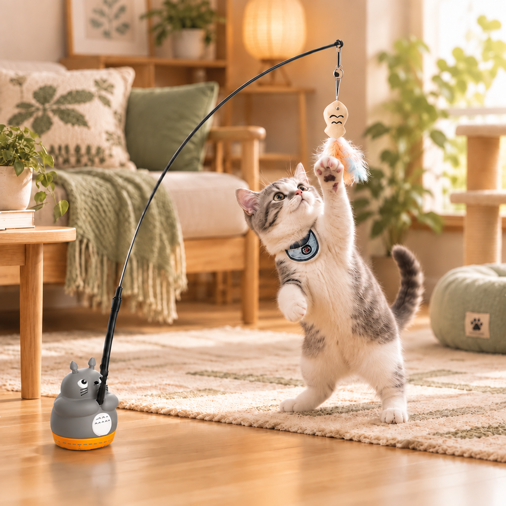 Interactive Feather Cat Toy Wand